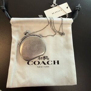 COACH Silver kisslock coin purse runway Necklace